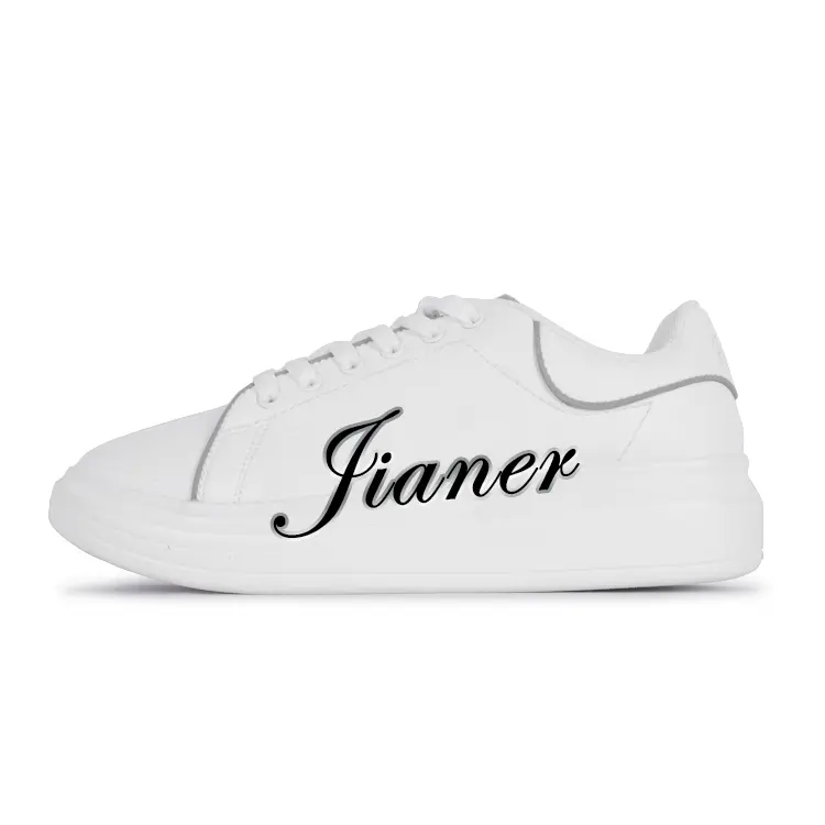Cáilíocht Mórdhíola JIANER Lógó an Chustaim Cheap Mná Fir Zapatos Leathar Bán Maol Bróga Corr Unisex
